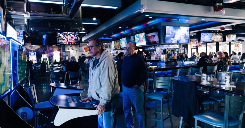 Bar and guests around