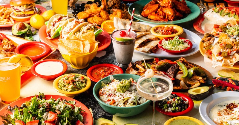 Assorted food and drinks