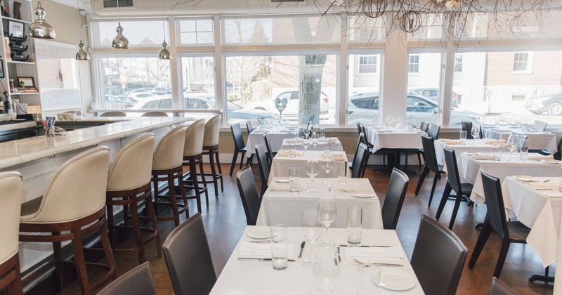 Interior, tables set and lined up