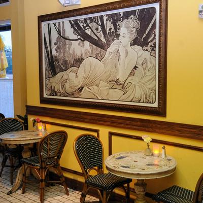 Interior, tables and seating