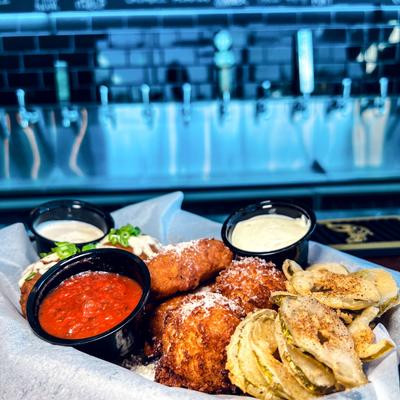 Appetizer sampler plate.