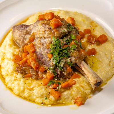 Lamb Shank on a bed of polenta.