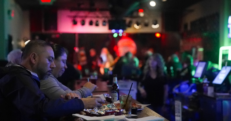 Interior, crowd, stage, performance