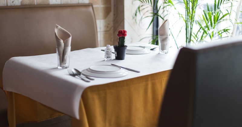 Dining table set for two