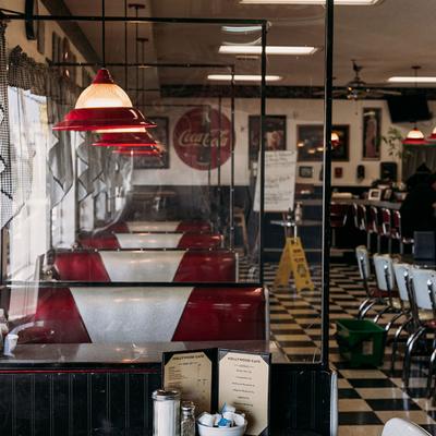 Dining room, restaurant booths