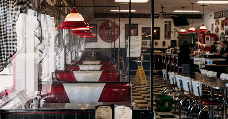Interior, retro style design of the dining area