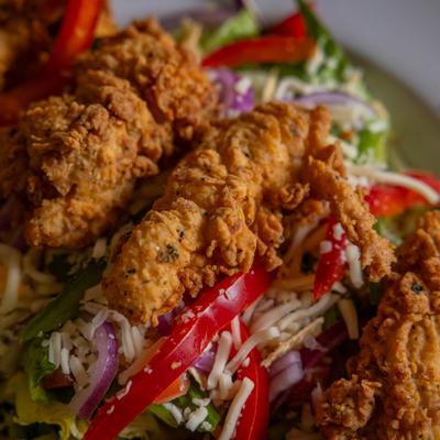Crispy Chicken Salad close up.