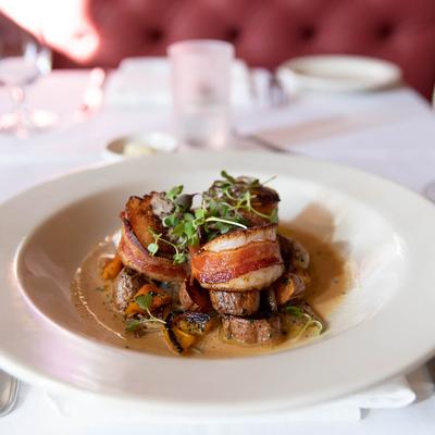 Bacon wrapper steak.