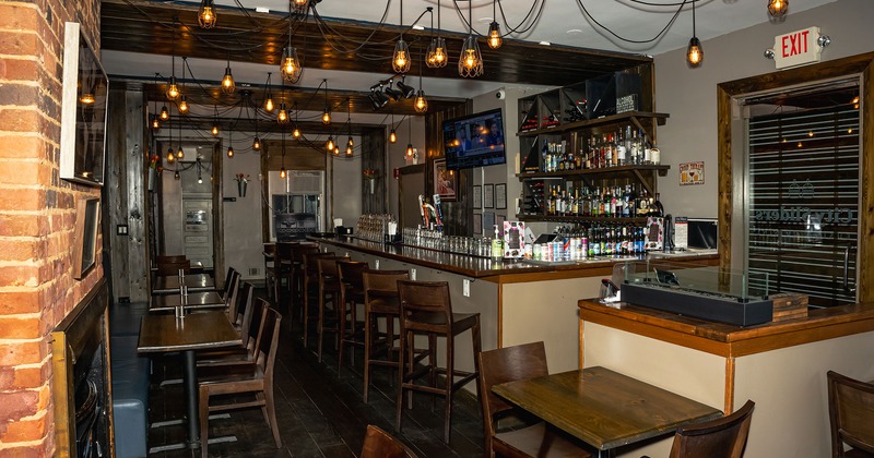 Interior, seating area and bar