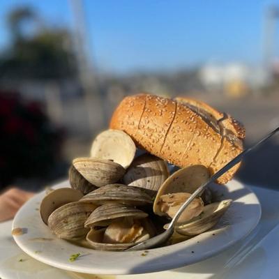 Clams and bread.