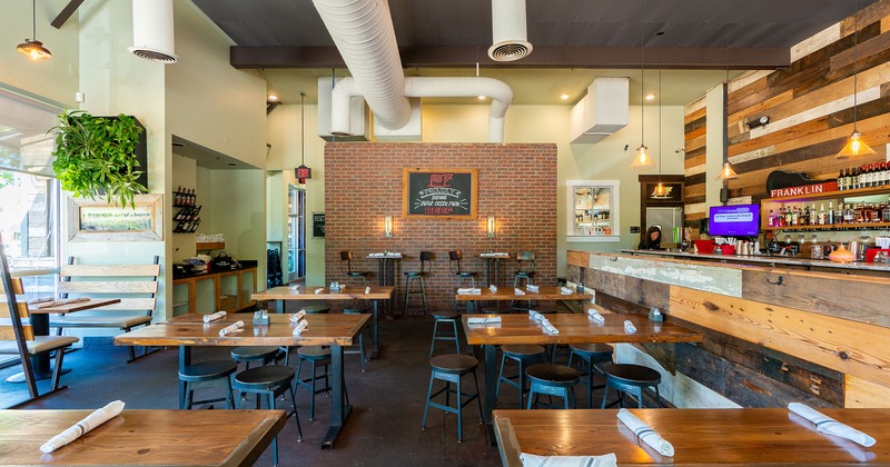 Interior, dining area and bar area