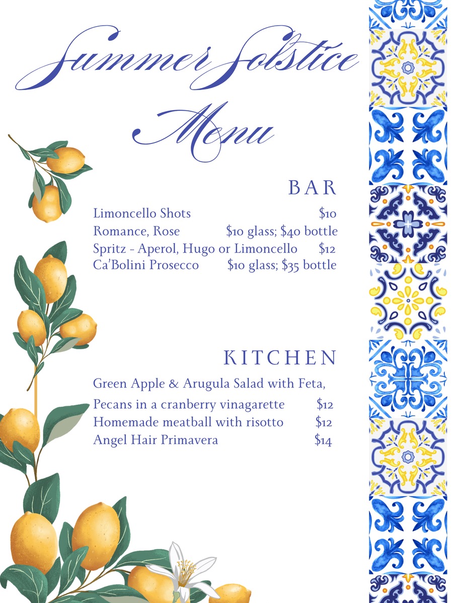 Summer Solstice Menu event photo