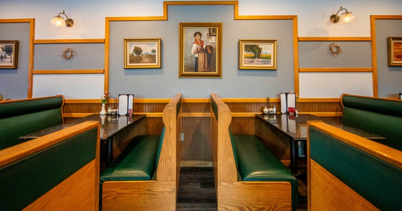 Interior, dining area with restaurant booths