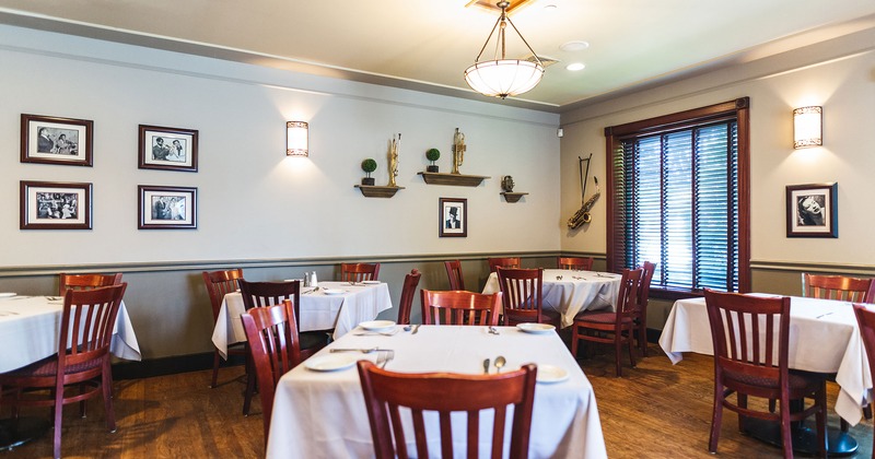 Interior, dining area with set tables