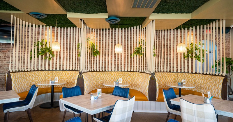 Interior, banquette seating