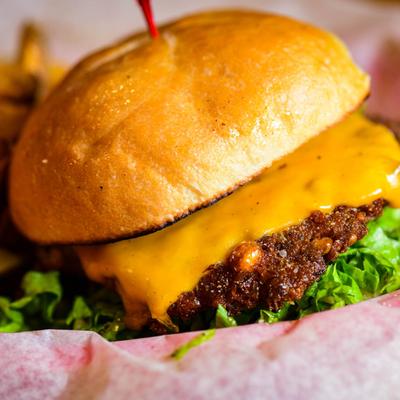 Veggie burger, close up.