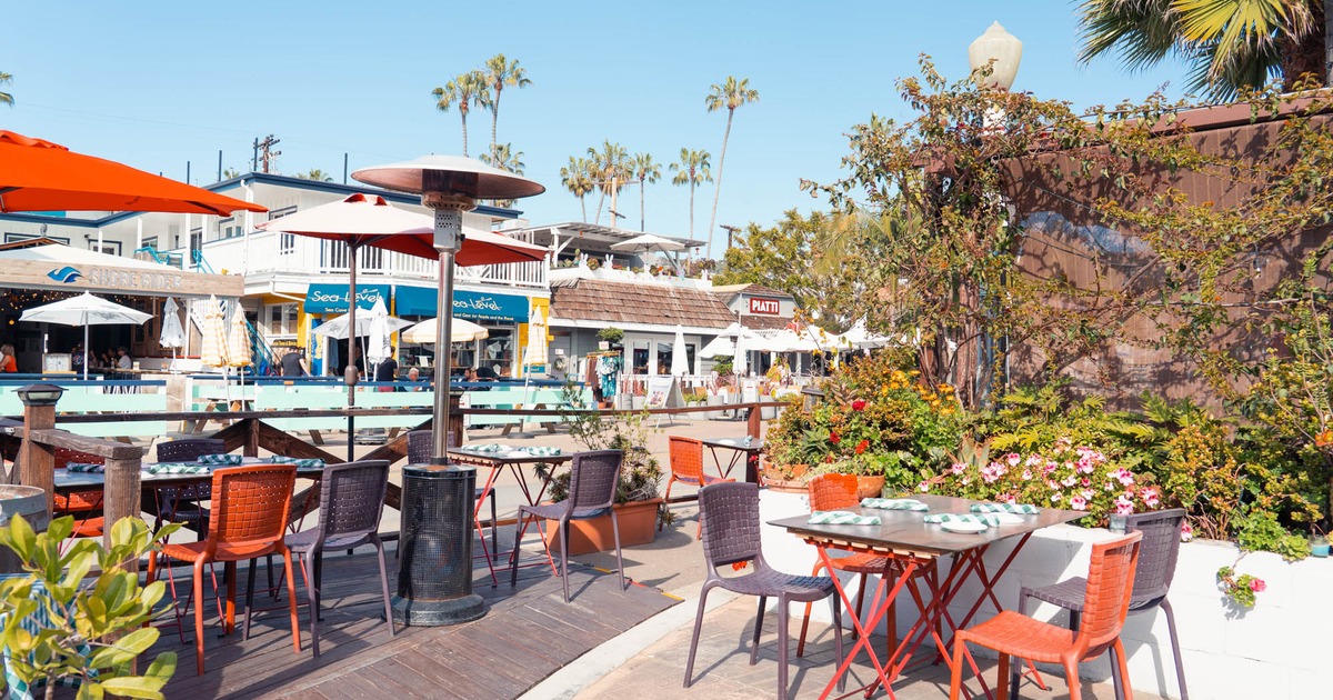Exterior seating area with chairs and tables