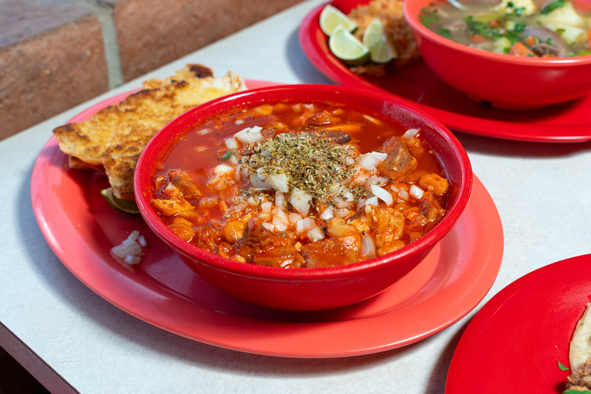 Tripe soup and beef soup bowls