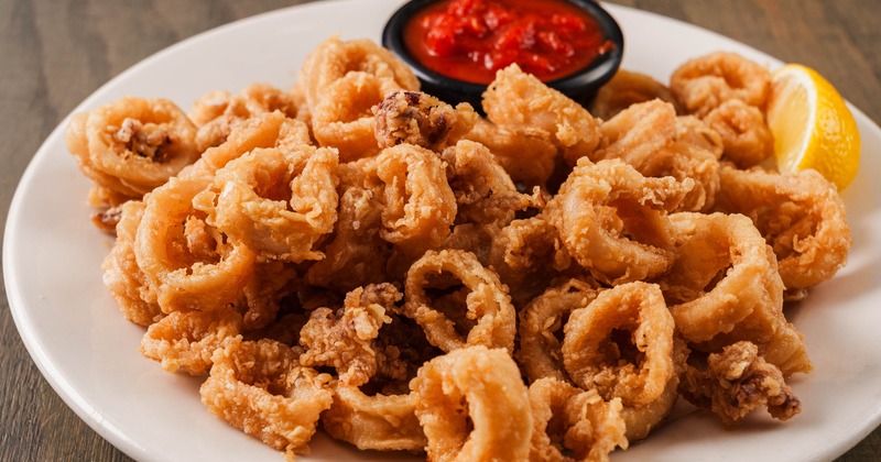 Fried calamari, closeup