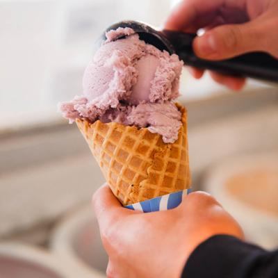 Scooping ice cream cone