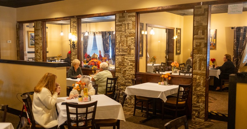 Diner room, tables and chairs