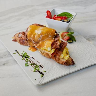 Bacon and cheese croissant.