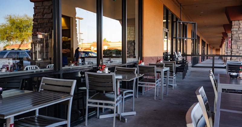 Patio with tables and chairs