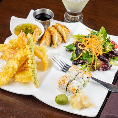 Shrimp and Veggie Tempura Bento Box.