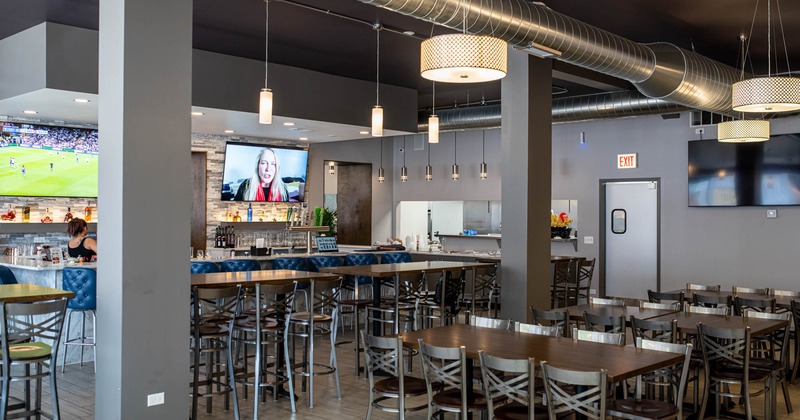 Interior, bar area and dining area