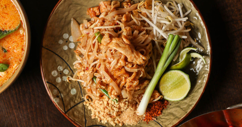 Pad Thai Noodle plate, top view