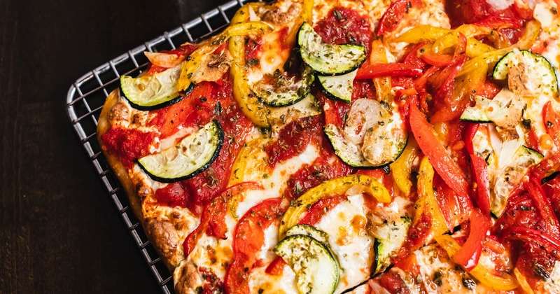 Ratatouille pizza, close up