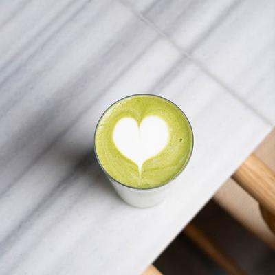 A glass of matcha.