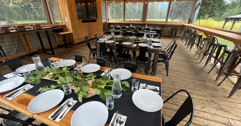 Interior, tables and chairs