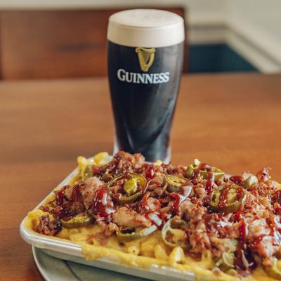 The flying pig meal with a beer.