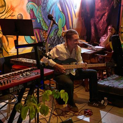 A musician playing live.