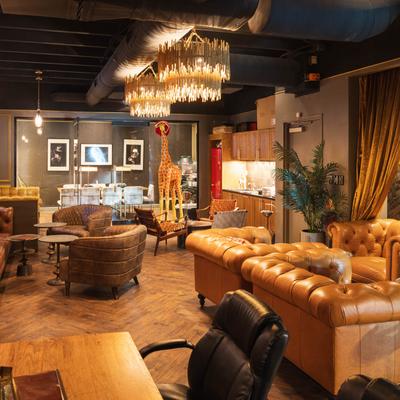 The vintage, interior, lounge area