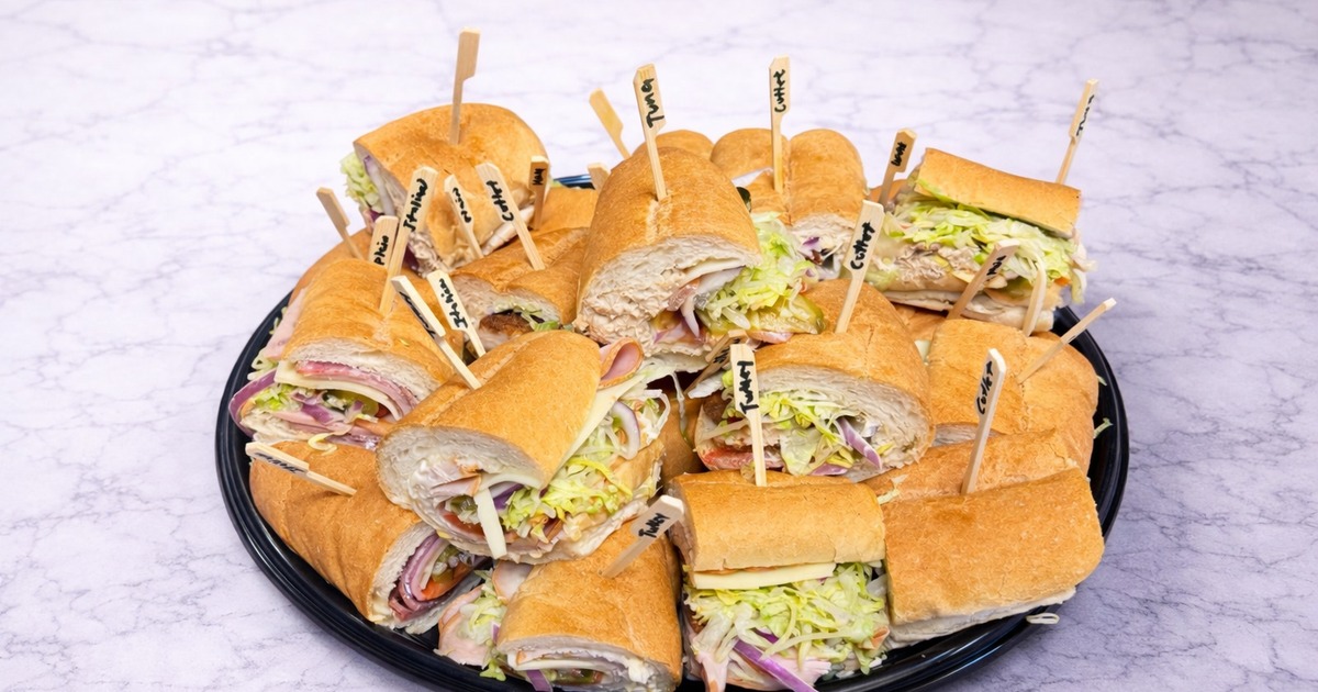 Platter with a variety of sub sandwiches