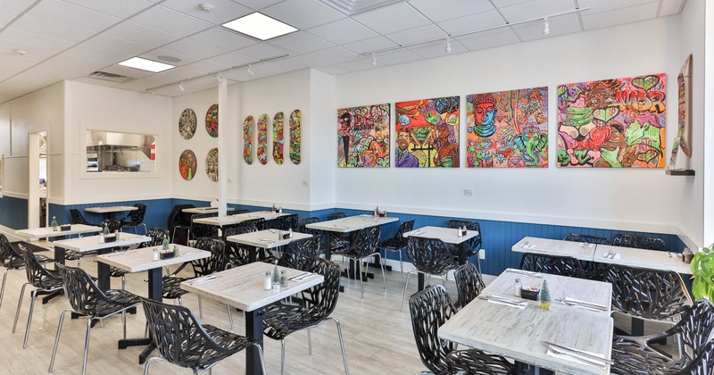 Dining area, paintings on the walls
