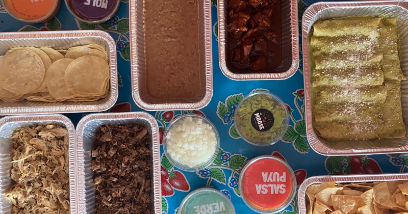 A top view of prepared food