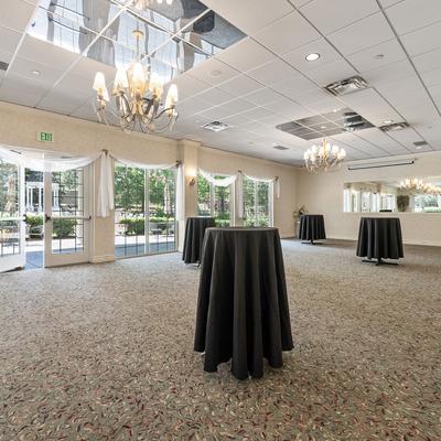 Interior with covered high tables