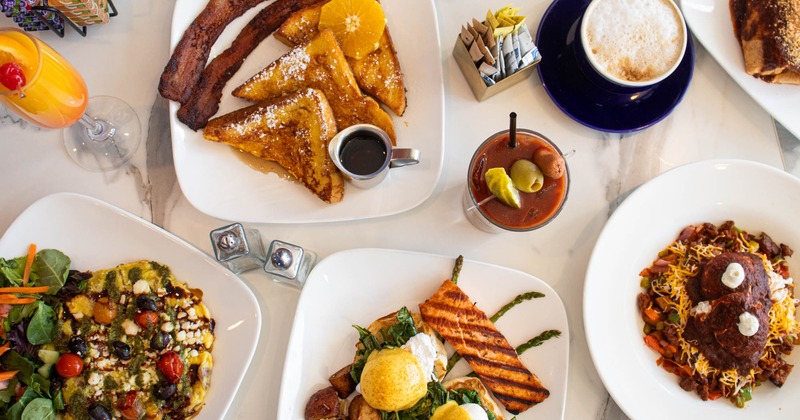 A top view of served meals