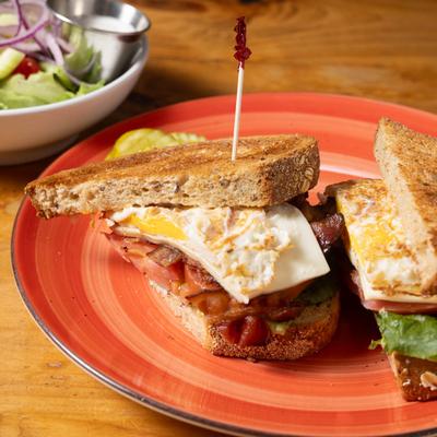 BLT and egg sandwich on seven grain toast.