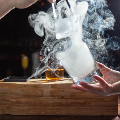 Hickory Ember, cocktail preparation.