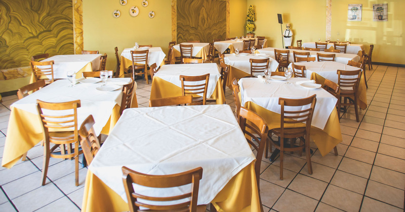 Interior, tables lined up