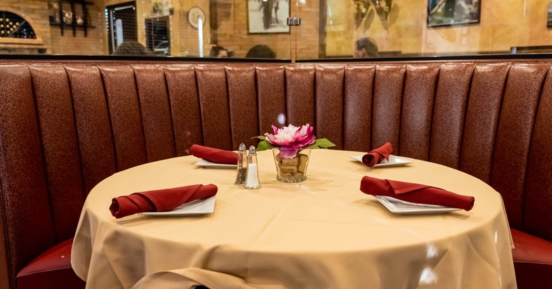 Interior, booth, closeup