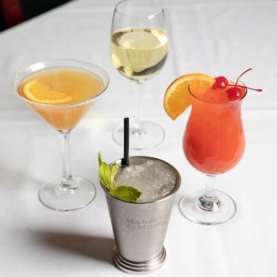 Cafe Sbisa cocktail drinks on table, group shot