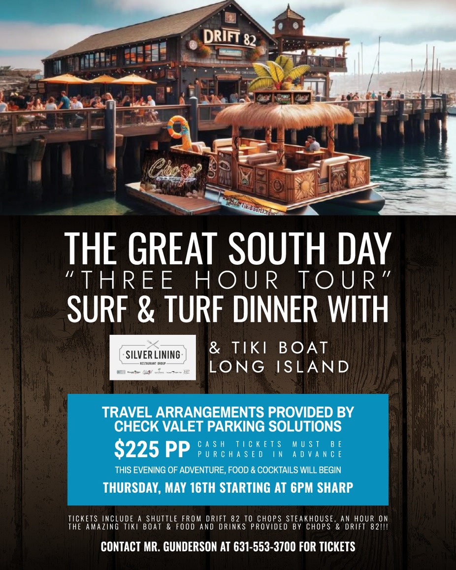 Great South Day Three Hour Tour Surf & Turf Dinner event photo