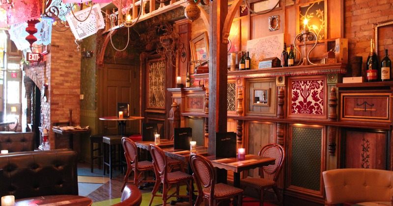 Interior, tables and chairs lined up