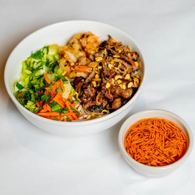 Grilled Shrimp and Lemon Grass Pork, served with vermicelli soup.