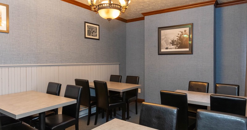 Interior, dining area, pictures on the walls